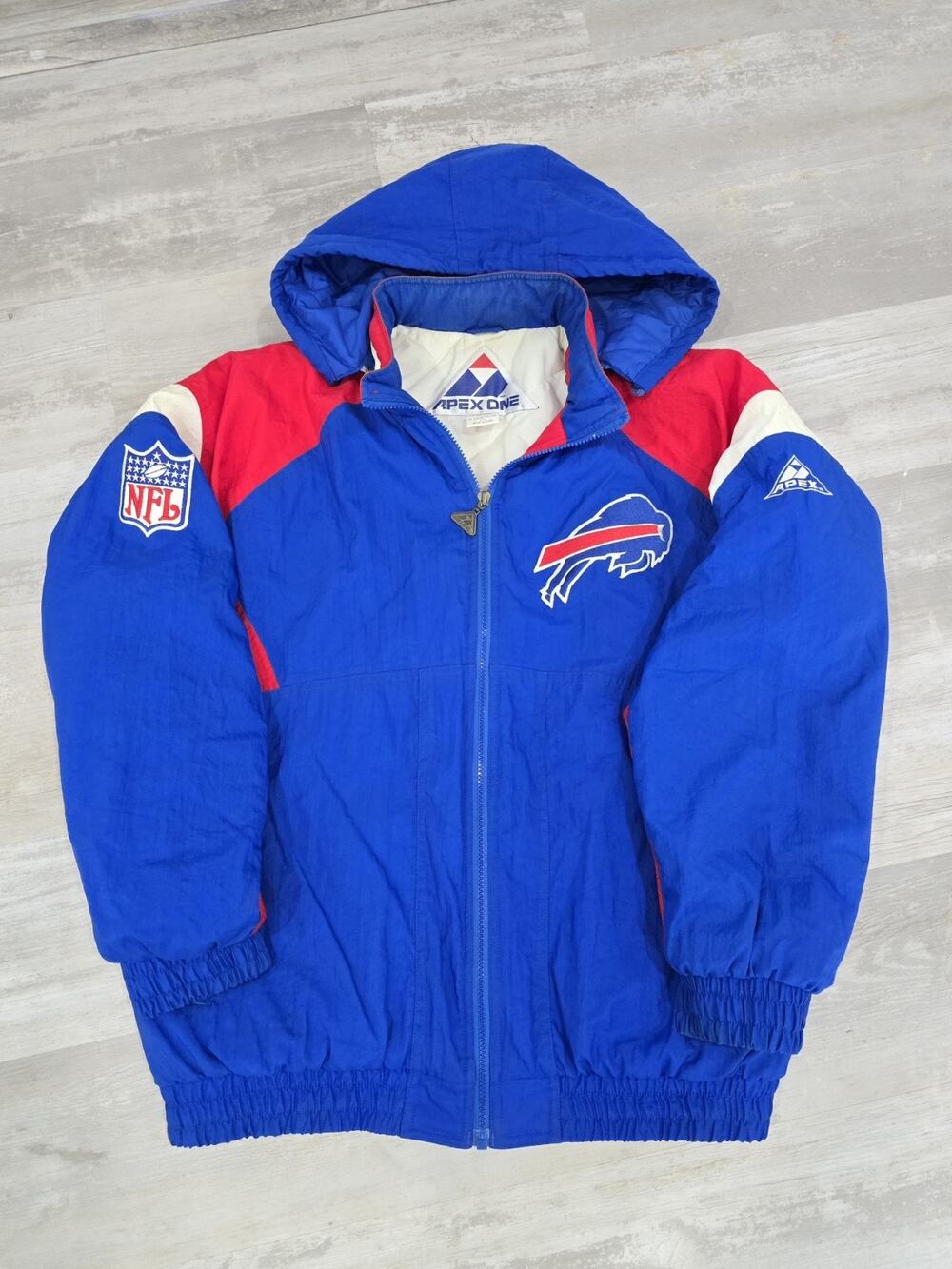 Vintage 90s Buffalo Bills Apex One Sharktooth Puffer Jacket Pro Line Large L